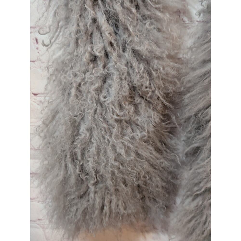 Charlotte Simone Gray Mongolian Lambswool Fur Stole Scarf 6' Long Wide Ends EUC - Picture 4 of 8